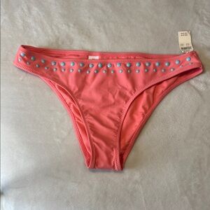 NEW Aerie Pink Blue Coral Cheeky  Bikini Bottom Size Medium